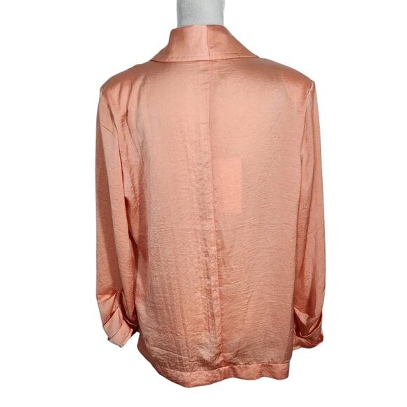 143 Story Peach Satin Blazer NWT Size Small Crinkled Tangerine Blazer - Picture 2 of 10